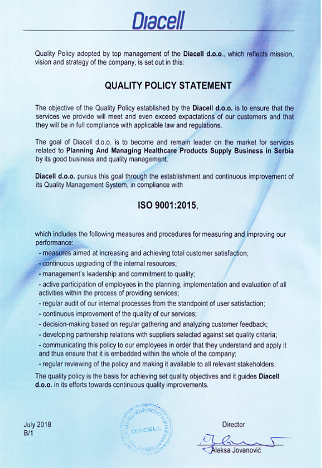 Quality policy statement